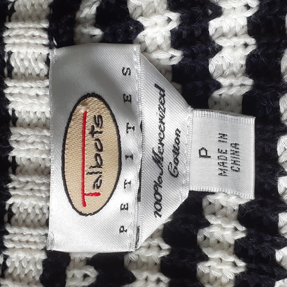 TALBOTS Vintage Knit 100% Mercerized Cotton, small petite, black and white - Picture 4 of 4